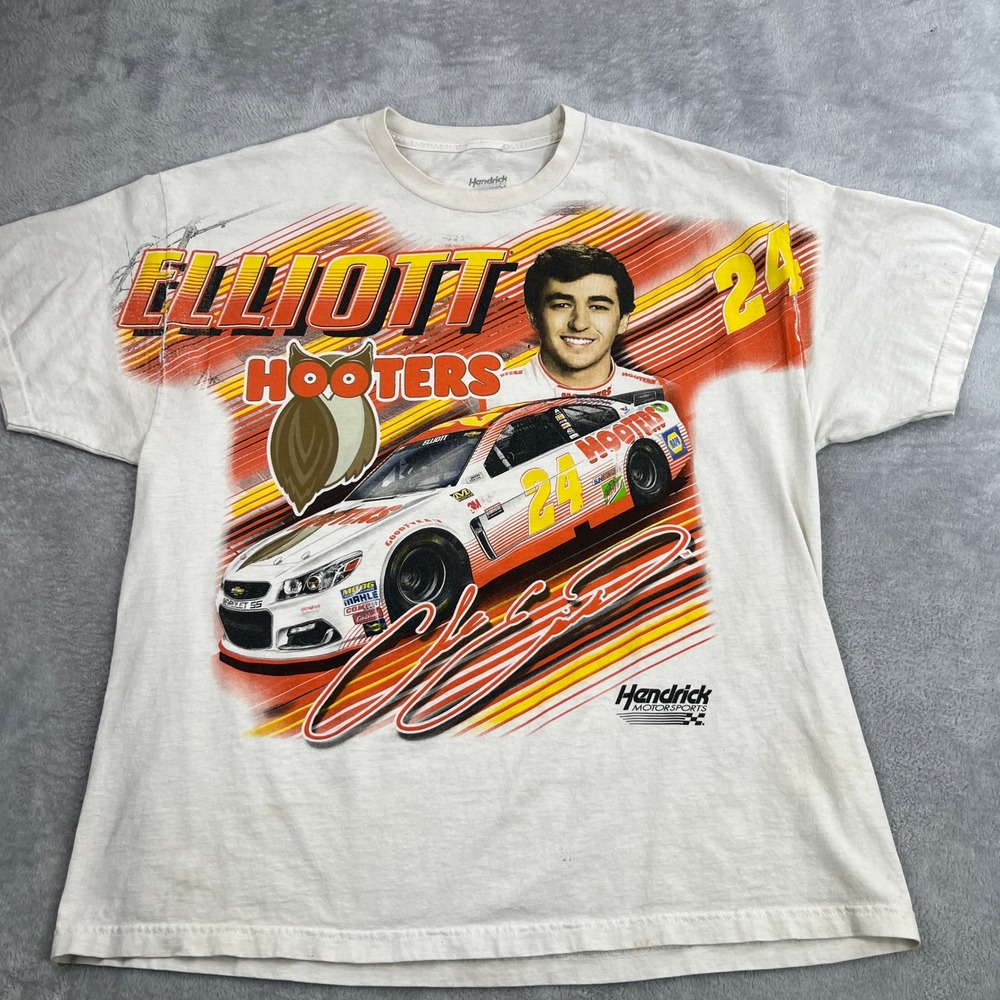 Hendrick Motorsports Chase Elliott Hooters T-Shirt 2XL White Men Racing Graphic